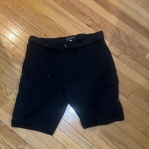 Men's Black Cargo Shorts with Belt